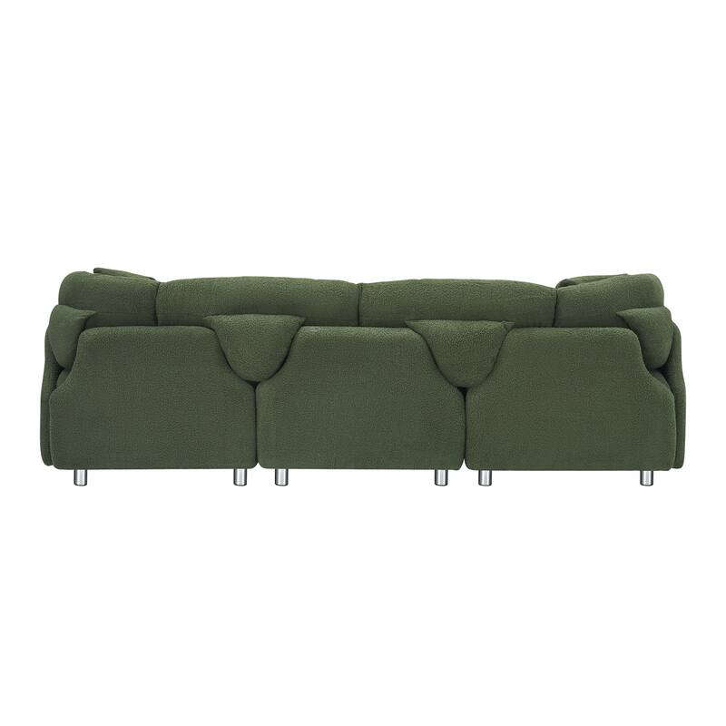 3-Seat Velvet Sofa with Teddy Fabric and Throw Pillows for Cozy Spaces