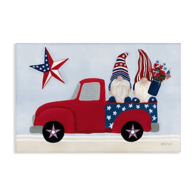 Stupell Patriotic Gnomes in Truck Canvas Wall Art Design By Yvette St. Amant