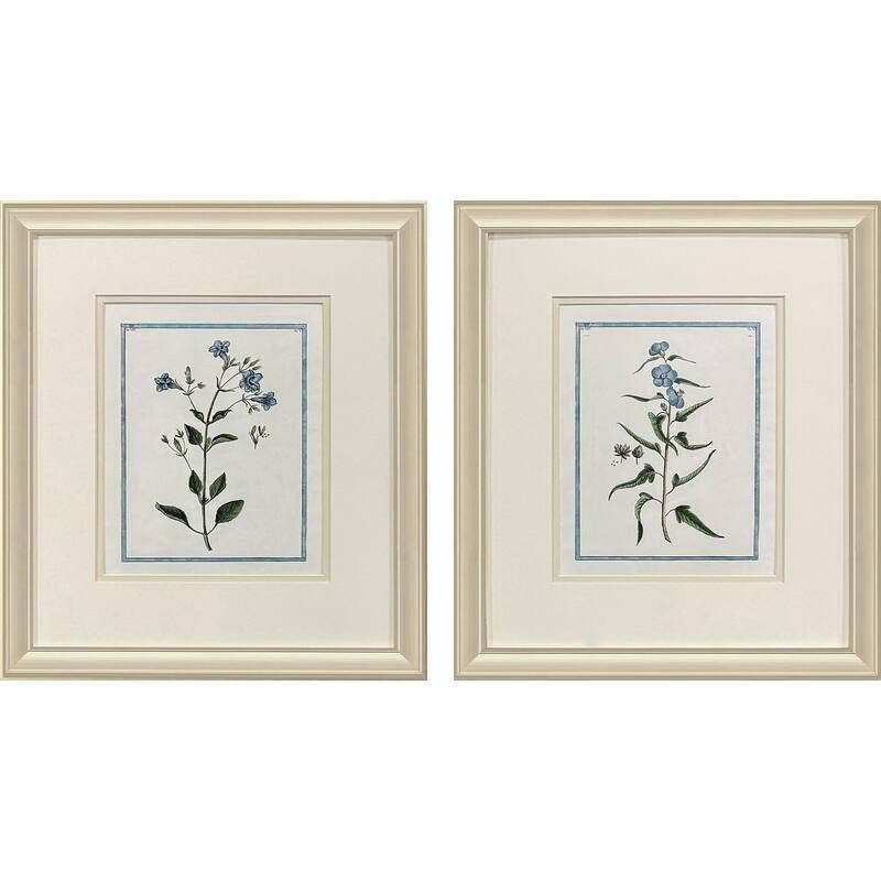 HomeRoots Set Of Two Shabby Chic Botanical Gold Framed Wall Art