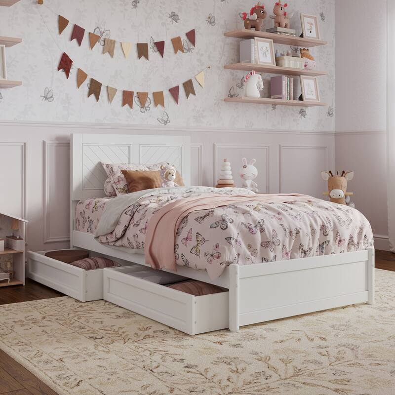 Clayton Platform Bed with Panel Footboard and Storage Drawers