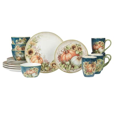 Certified International Autumn Breeze 16 pc Dinnerware Set, Service for 4 - 11" Diam x 1"