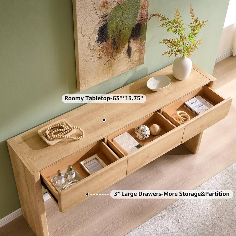 Farmhouse 3-Drawers Console Table, Entryway Table, Sofa Table