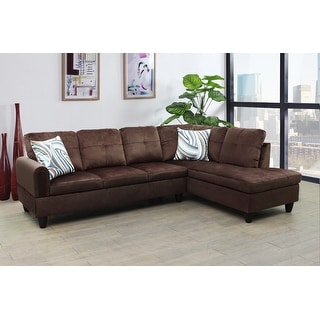 2-Pieces Sectional Sofa & Chaise,Chocolate,Microfiber(09708B-2)