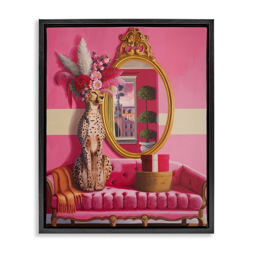 Stupell Sophisticated Leopard on Couch Framed Floater Canvas Wall Art Design By Heather Gauthier