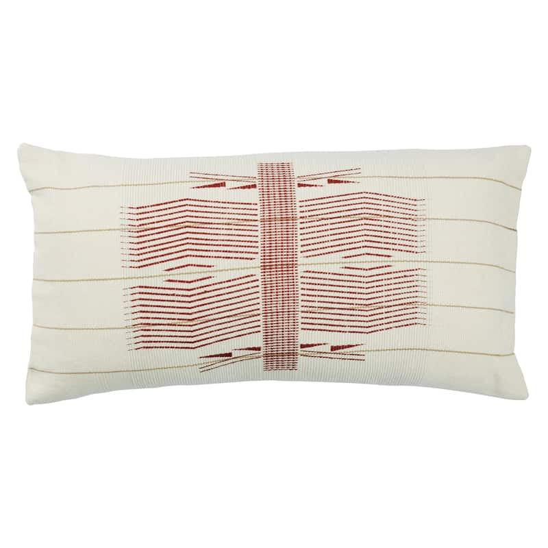 Amira Tribal Pillow - 12"X24" Cover Only - Red/Cream