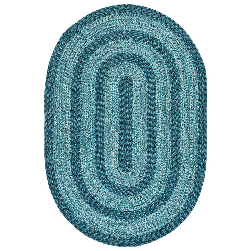 SAFAVIEH Handmade Braided Fatimah Washable Indoor/Outdoor Rug - Weather Resistant & Easy Cleaning - Blue/Green - 4' x 6' Oval