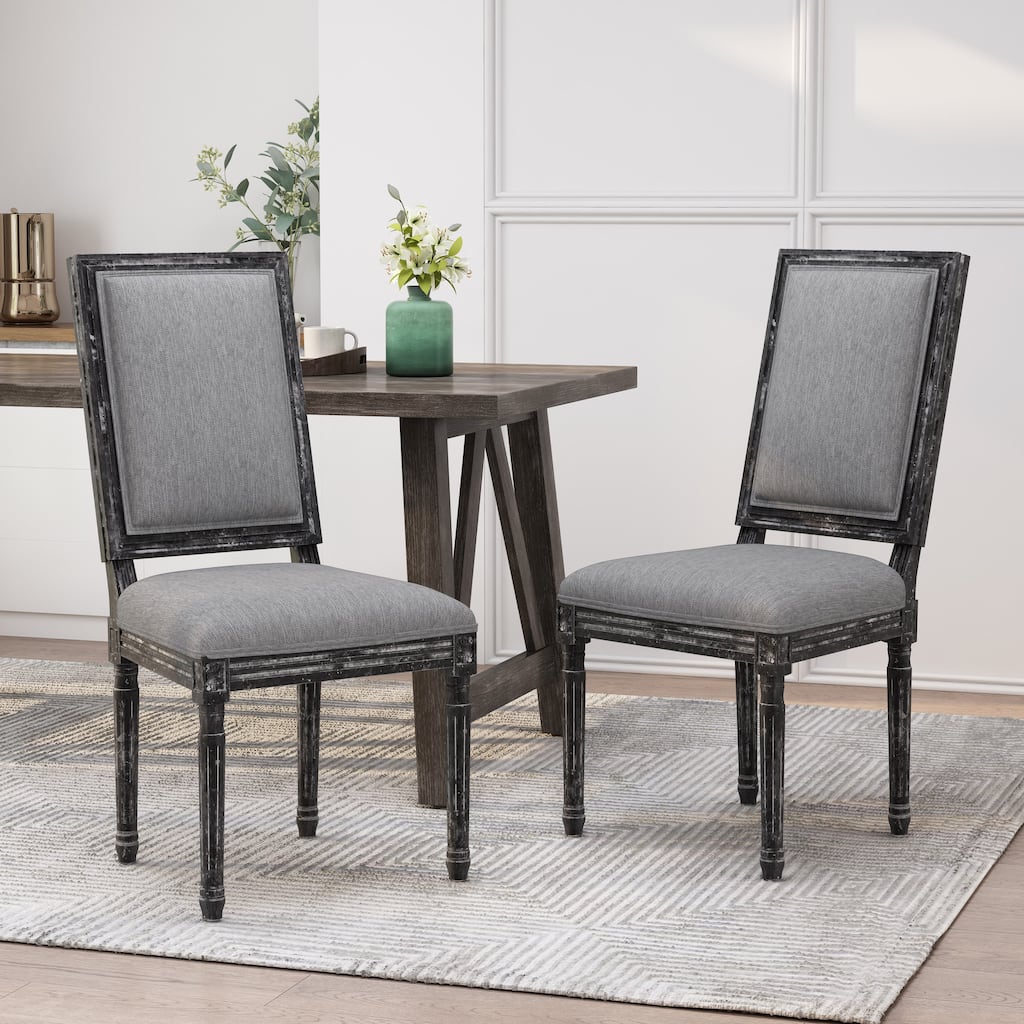 Modern 2 Piece Rubber Wood Dining Chair with Rectangular Backrest and Cushions for Dining Room Kitchen Bedroom Living Room