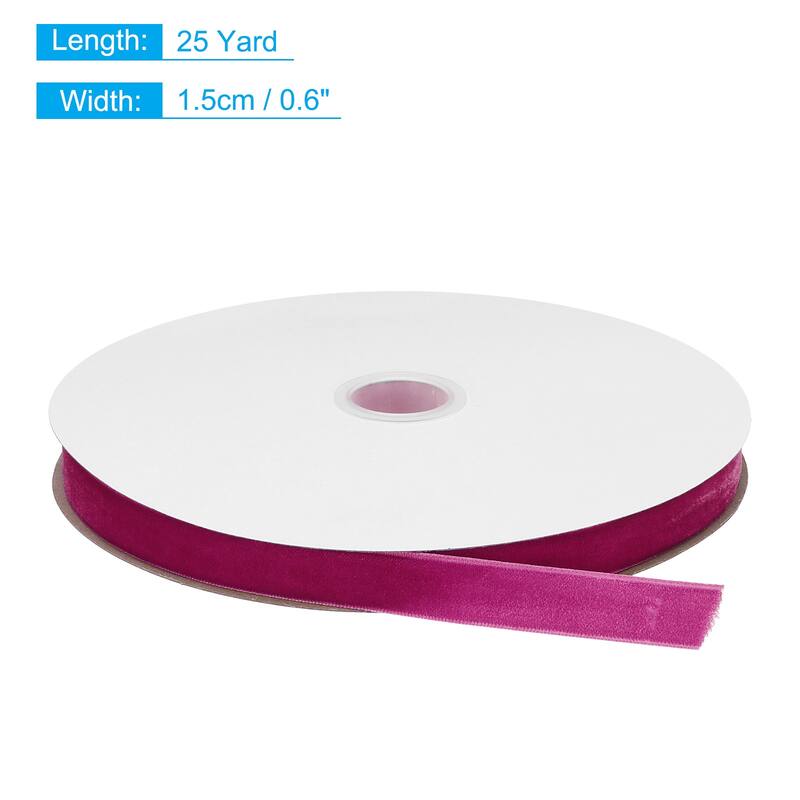 Velvet Ribbon 1 1/2 Inch Single Face Spool Silky for DIY Crafts - Rose Red - 5/8 Inch x 25 Yard