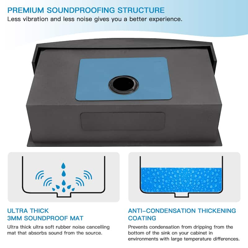 Lordear 30/33/36 in. Farmhouse Single Bowl Zero Radius Corner 18 Gauge