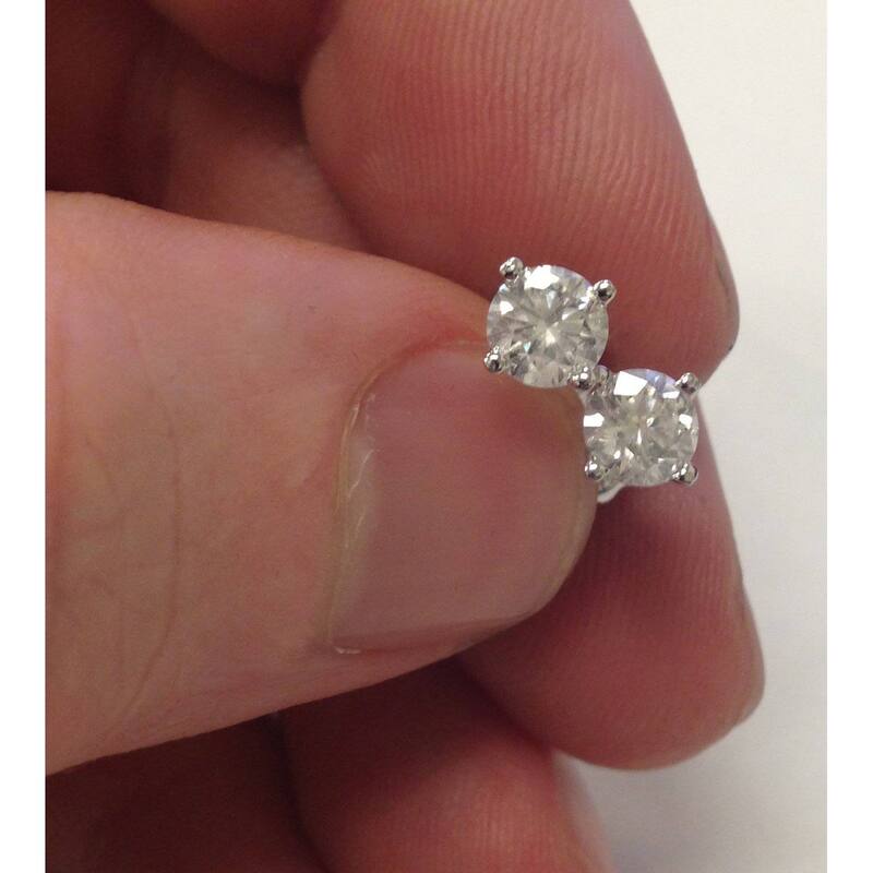 1.70 cttw White Round Cut Studs Earrings Screw Back