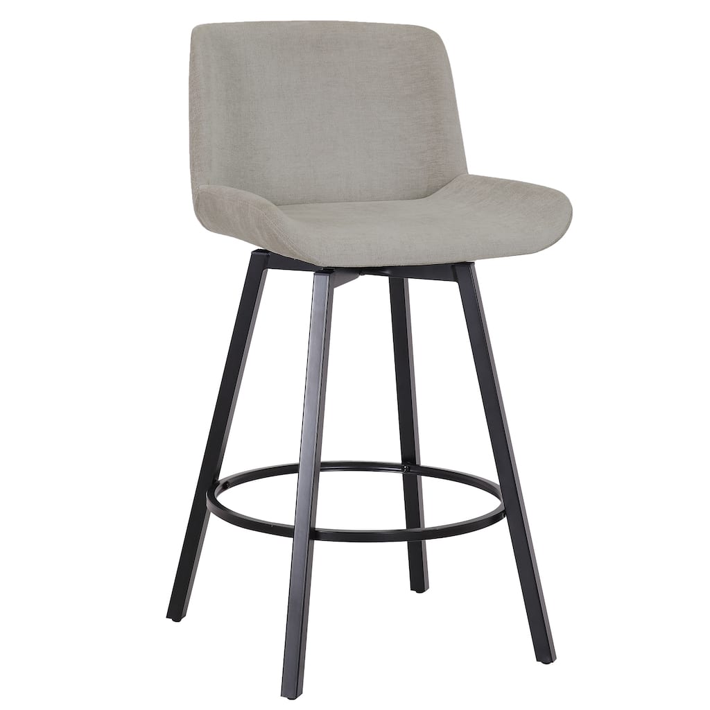 Modern Fabric and Metal 26" Counter Stool with Swivel, Set of 2