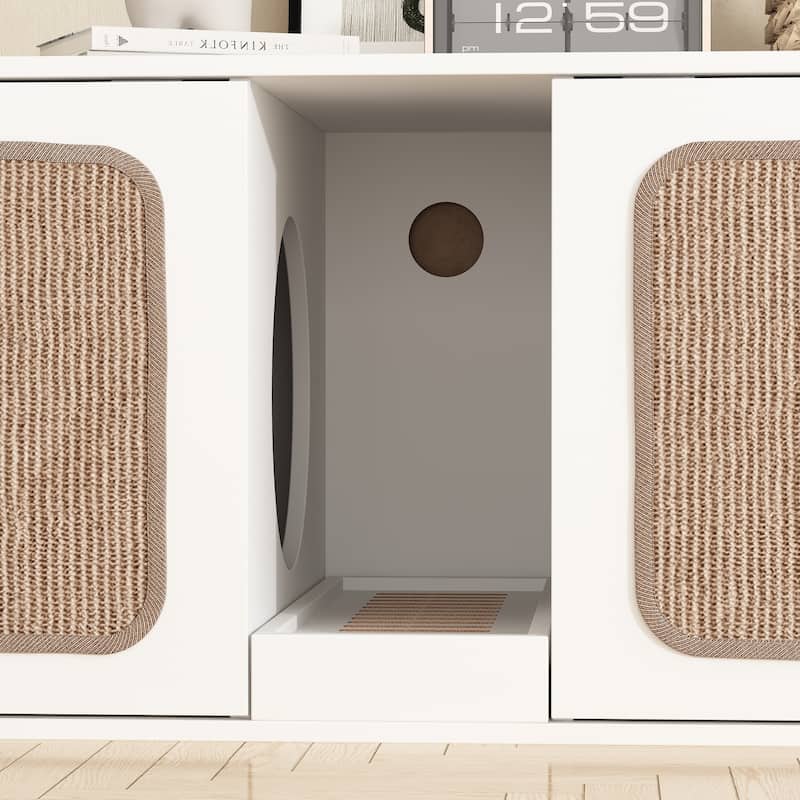 Modern Cat Litter Cat Enclosure,Washroom,Cabinet with two Large Rooms.