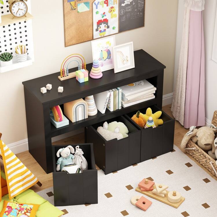 Kid Toy Storage Cabinet 3 Drawer Chest with Wheels Large Storage Cube Shelf - 40" x 13" x 24.5" (L x W x H)