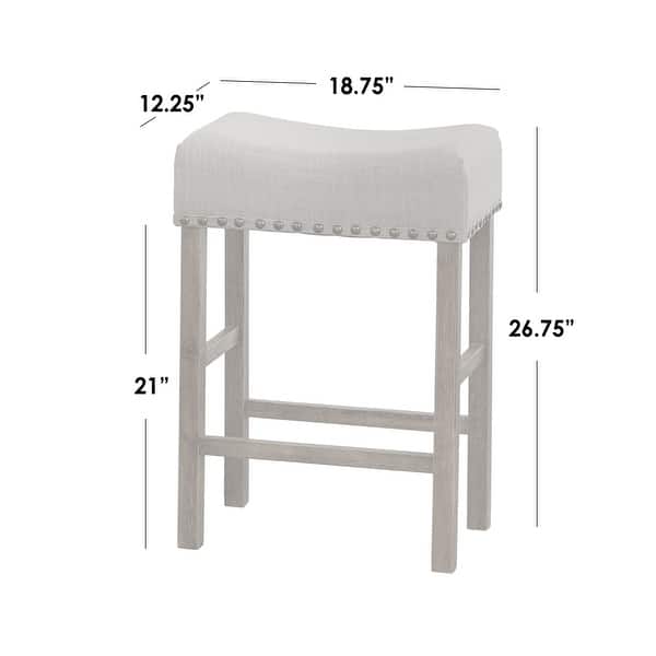 Simple Living Hathaway Nailhead 24-inch Counter Height Saddle Stool (Set of 2)