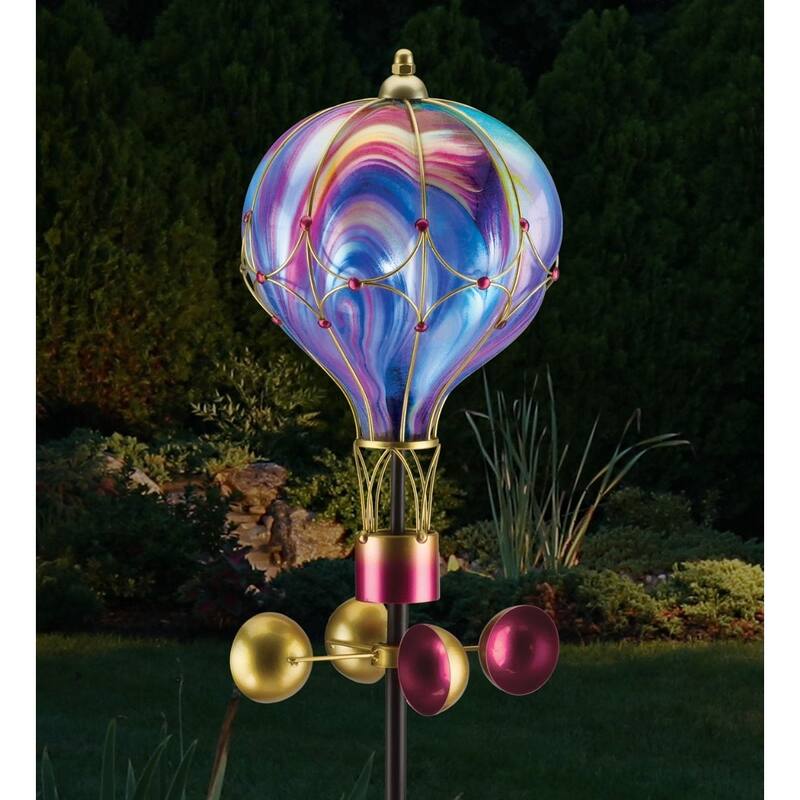 Swirl Balloon Spinner Solar Stake - Purple