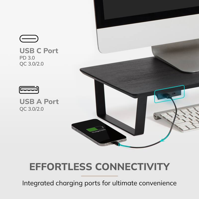 Jani Wood Monitor Stand Riser Desk - Ergonomic Design Stand, Desktop Organizer Table for Home, Office Workspace, Gaming Desk
