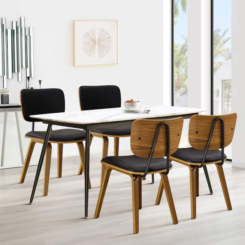 Faux Leather Upholstered Dining Chairs Set of 2/4 with Wood Legs - 32.3"H x 18.5"W x 21.8"D