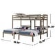 preview thumbnail 3 of 3, Wooden Triple Twin Bed with USB Port in Warm Gray - Warm Gray