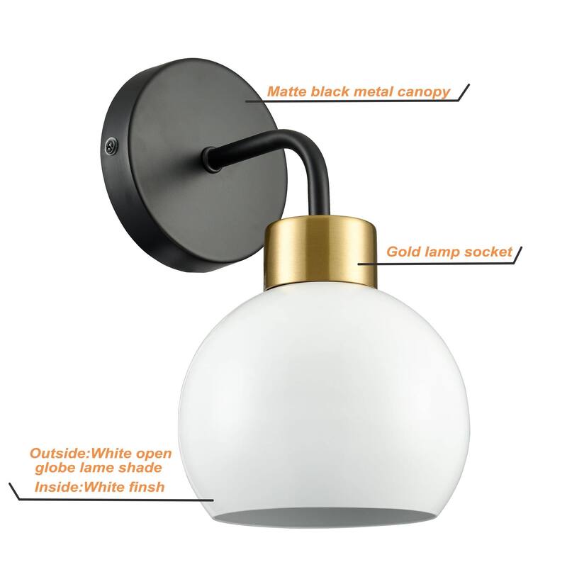 Este Modern Bathroom Vanity Light White Globe Wall Sconce 1-Light