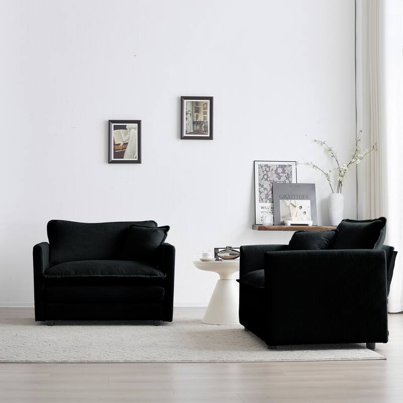 GDFStudio - Lila Chenille Two-Seater Sofa with Modular Flexibility and Plush Comfort - Black