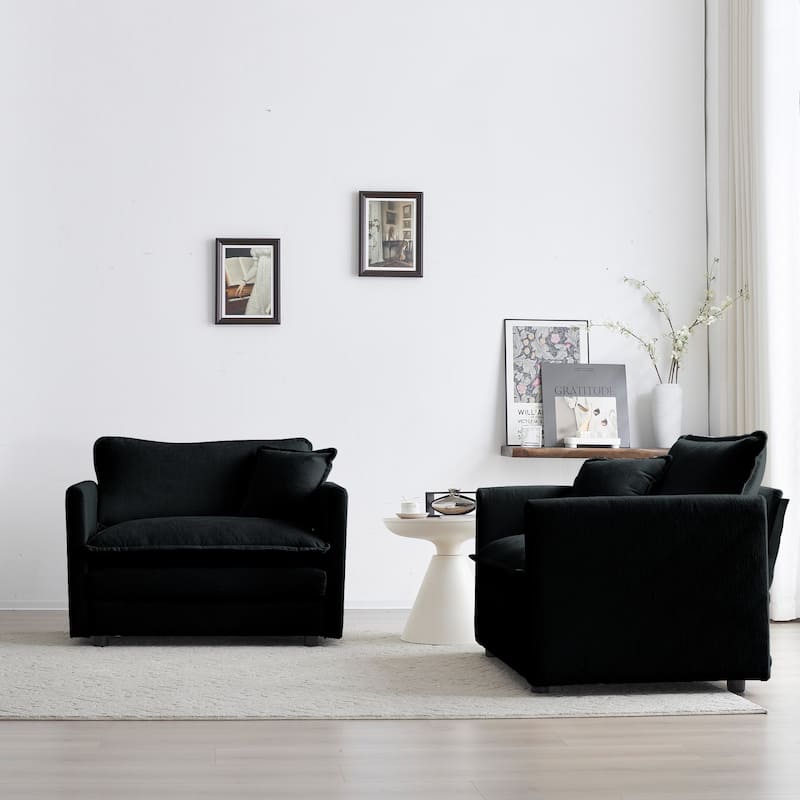 High-end Chenille Upholstered Armchairs with Toss Pillow 2PCS