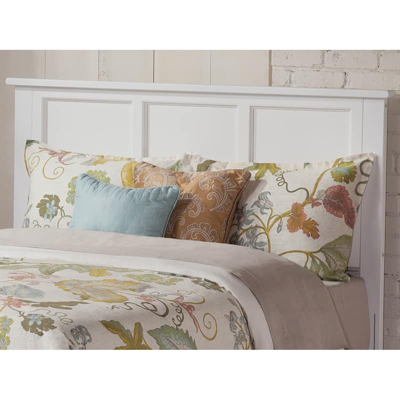 AFI Madison Queen Size Platform Bed with Matching Footboard & Charging Station in White