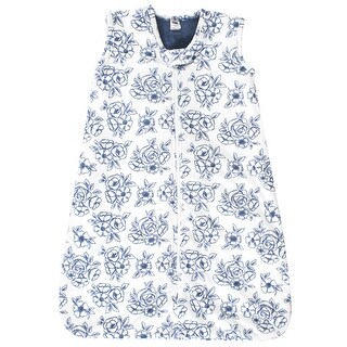 Hudson Baby Infant Girl Plush Faux Fur Sleeping Bag, Wearable Blanket, Blue Toile