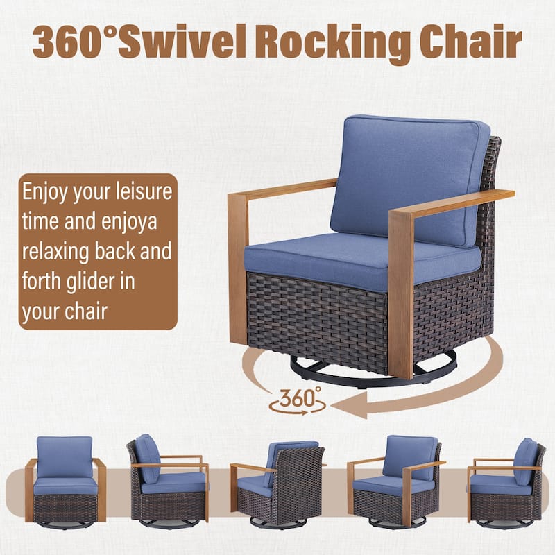 Gymojoy Patio Swivel Rocker Chairs Set of 4 - Brown