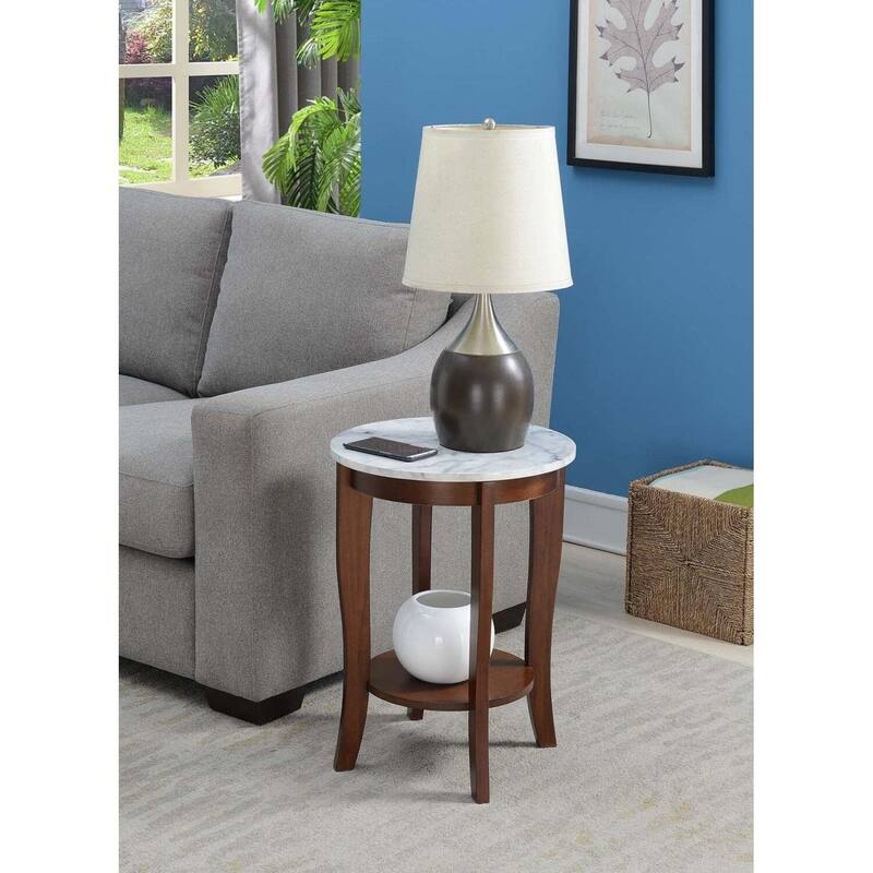 Round End Table - Modern Accent Table with Storage Shelf - Living Room Side Table - 24