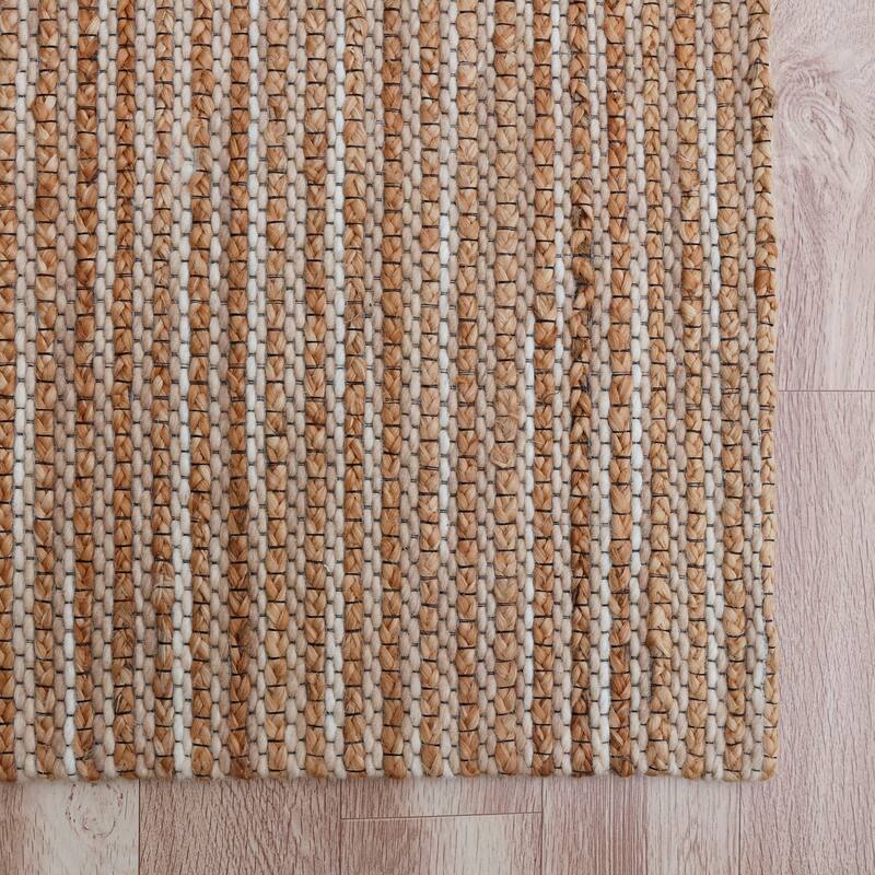 Sevita Stripe Natural Jute and Wool Blend Indoor Area Rug