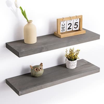 2 Piece Pine Solid Wood Floating Shelf for Wall