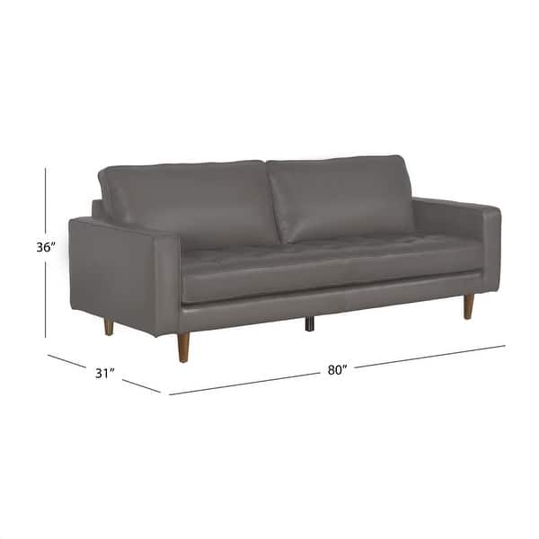 dimension image slide 1 of 3, Abbyson Holloway Mid Century Top-grain Leather Sofa