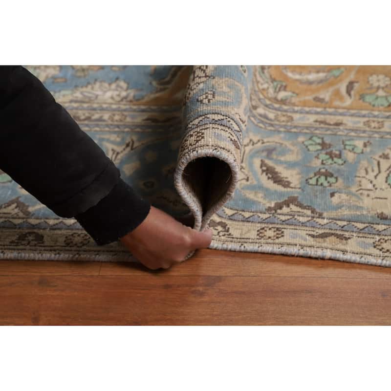 Blue Medallion Tabriz Persian Rug Living Room Handmade Wool Carpet - 9'10"x 12'7"