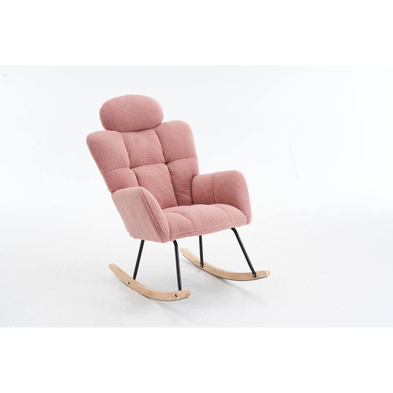 Teddy Fabric Nursery Rocking Chair with Headrest