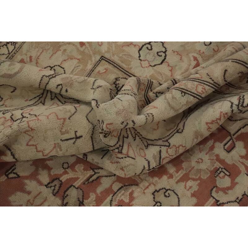 Hand Knotted Oriental 100% Wool Carpet Traditional Floral Oranges & Rust Kerman Area Rug - 12' 4'' X 9' 5''