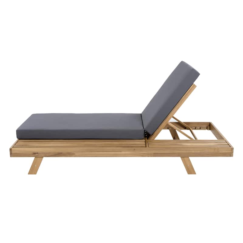 Christopher Knight Home - Ravello Modern Outdoor Acacia Wood 4-Position Adjustable Chaise Lounge with Thick Cushion - 79"L