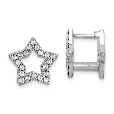 Curata 925 Sterling Silver Rh plate Yellow Enamel Star Crystal Hinged Reversible Earrings Ri Jewelry Gifts for Women