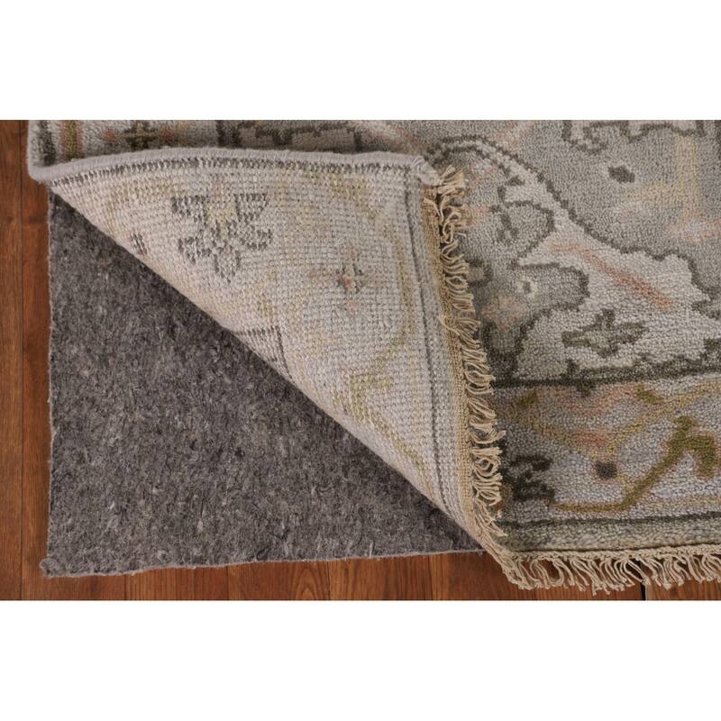 Floral Grey Oushak Oriental Runner Rug Handmade Wool Carpet - 2'7"x 9'11"