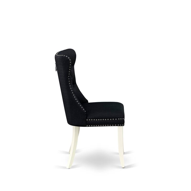 East West Furniture Dining Table Set Includes a Round Kitchen Table and Padded Parson Chairs, Linen White (Pieces Options)