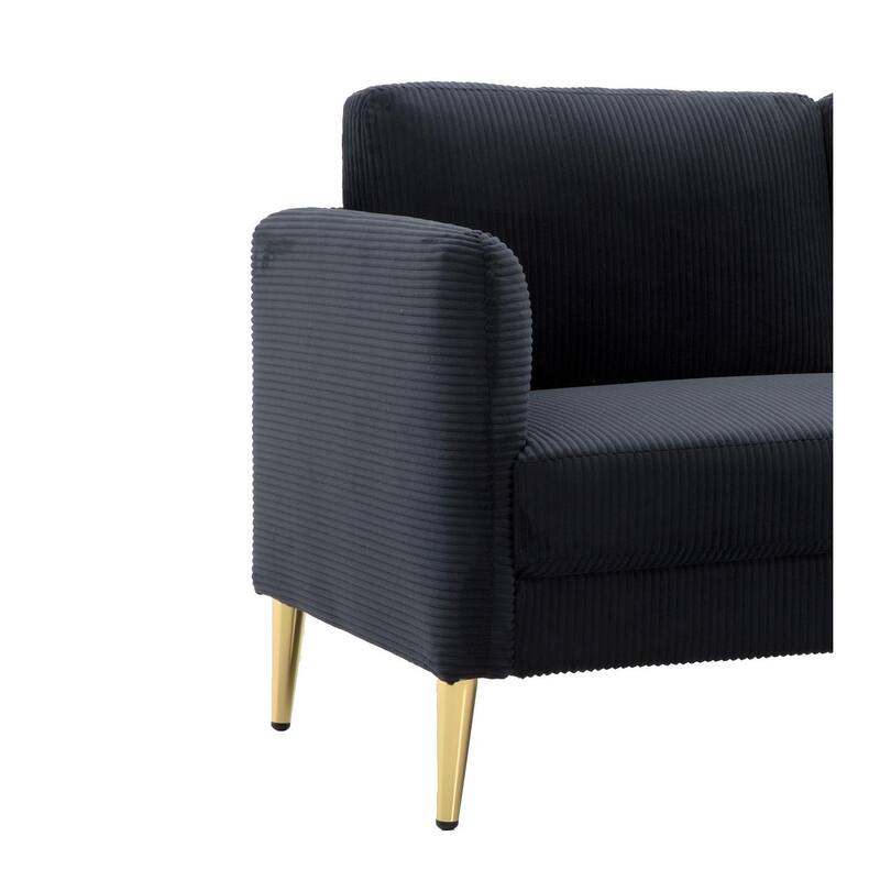 60.63" W Mid-Century Corduroy Fabric Loveseat with Tuxedo Arm