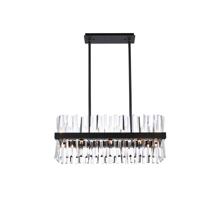 Indigo Home 30 inch crystal rectangle chandelier light - Black