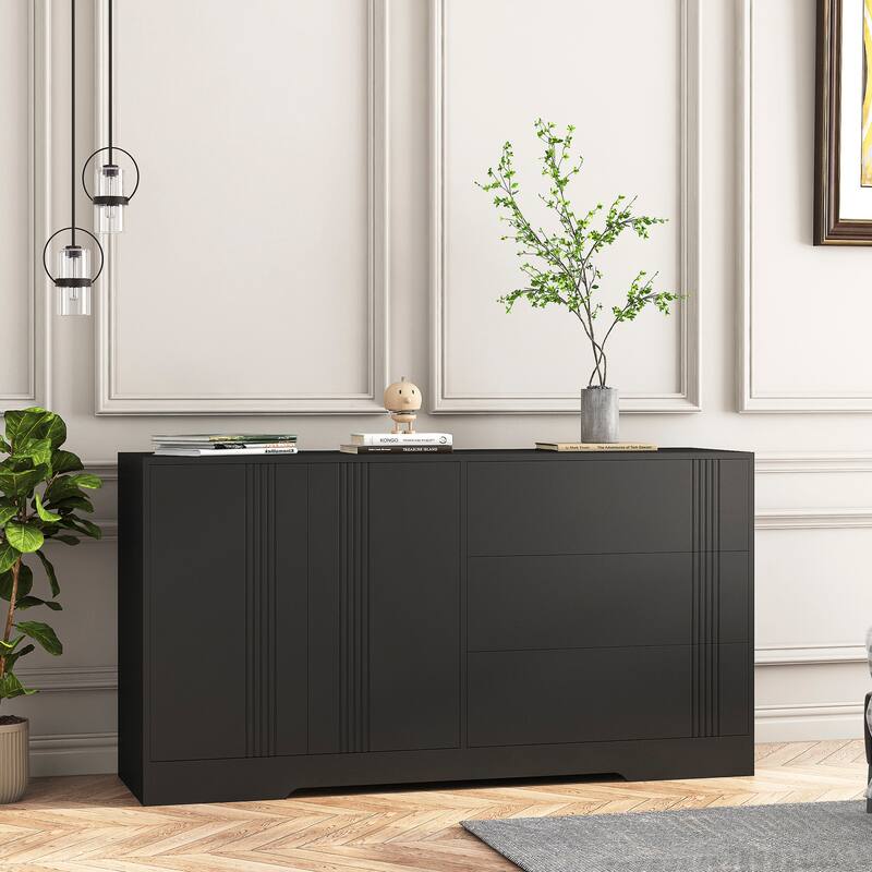 Modern Sideboard Buffet Cabinet with 3 Large Drawers, Living Room Accent Cabinet Entryway Storage Cabinet