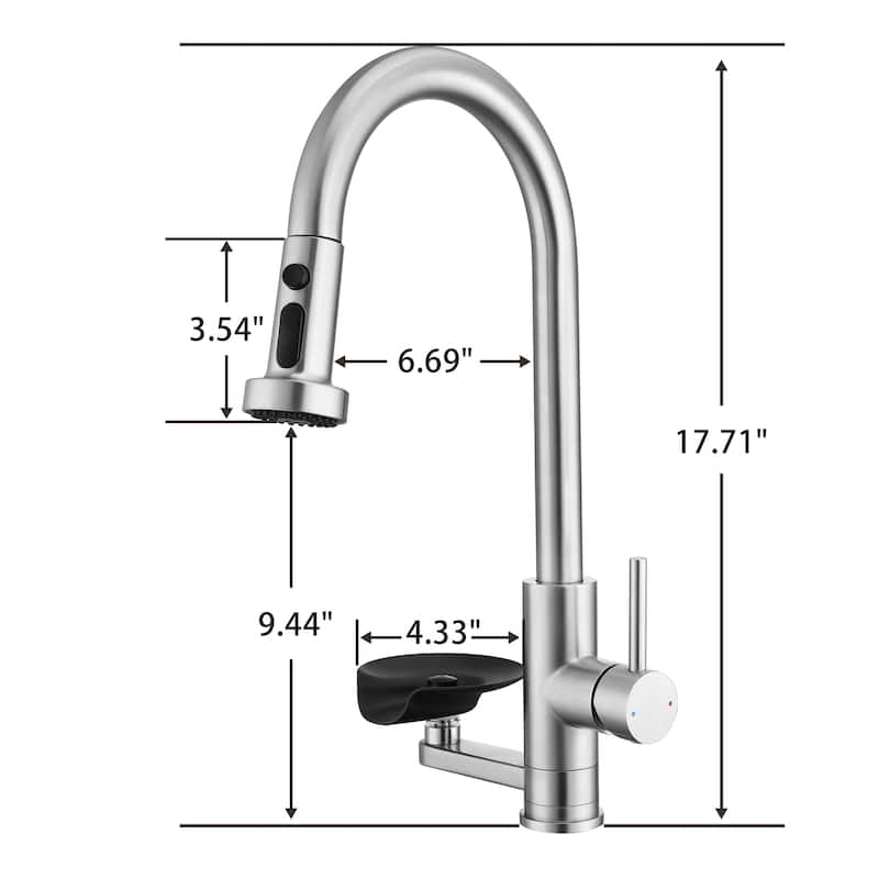 Modern 3-in-1 High-Arc Pull-Down Sprayer Kitchen Faucet with 3 Function Spray Mode & Press-Type Glass Rinser