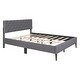 Queen Size Linen Upholstered Platform Bed with Button-Tufted Headboard ...