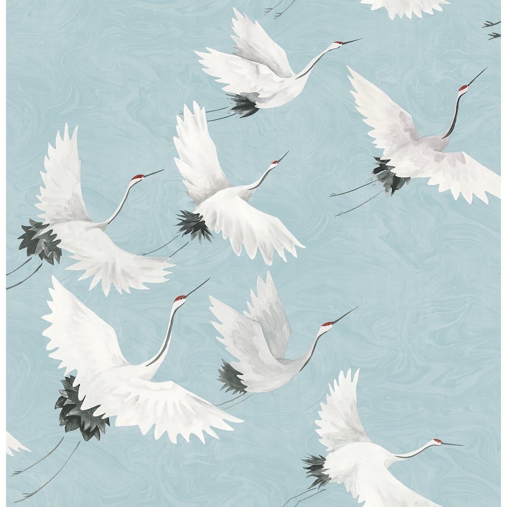 A-Street Prints Windsong Blue Crane Wallpaper