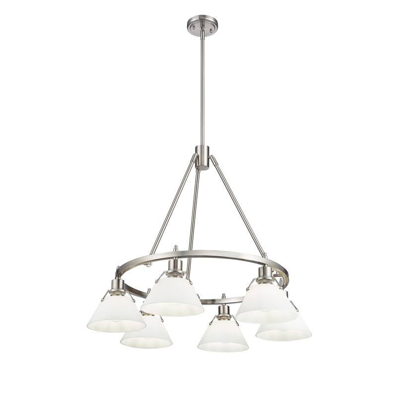 Orwell 6-Light Chandelier in Pewter with Opal Glass - Silver