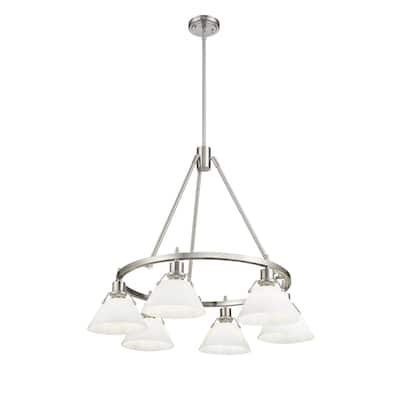 Orwell 6-Light Chandelier in Pewter with Opal Glass - Silver