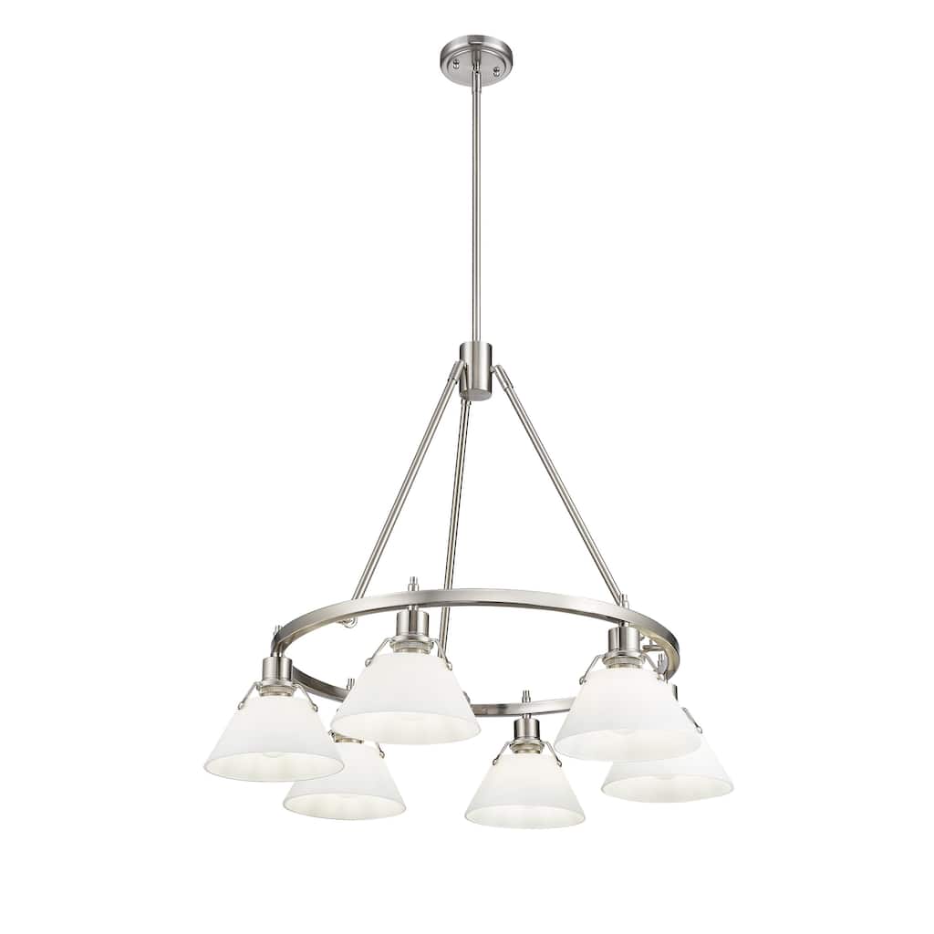 Orwell 6-Light Chandelier in Pewter with Opal Glass - Silver