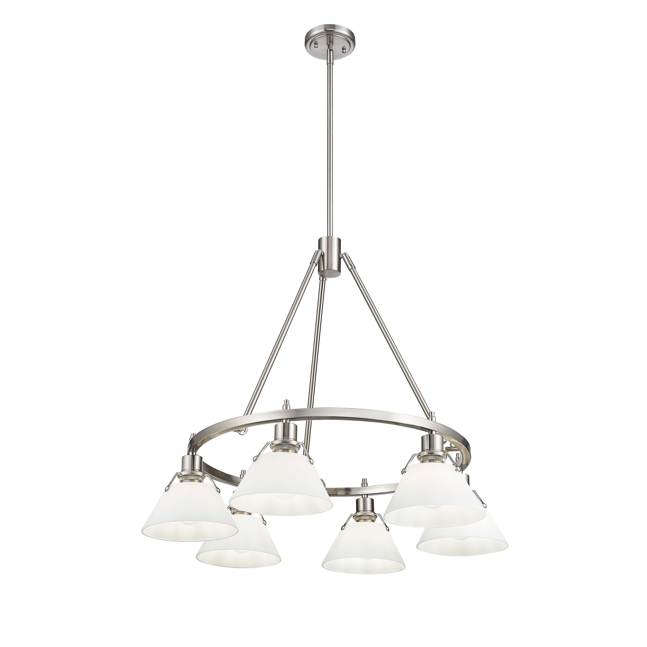 Orwell 6-Light Chandelier in Pewter with Opal Glass - Silver