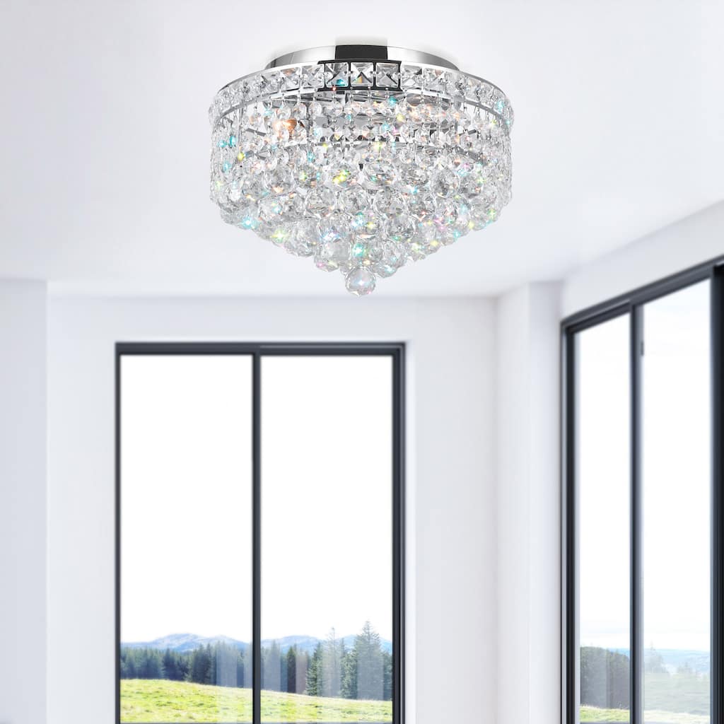 CWI Lighting Luminous 4 Light 14in Chrome Flush Mount
